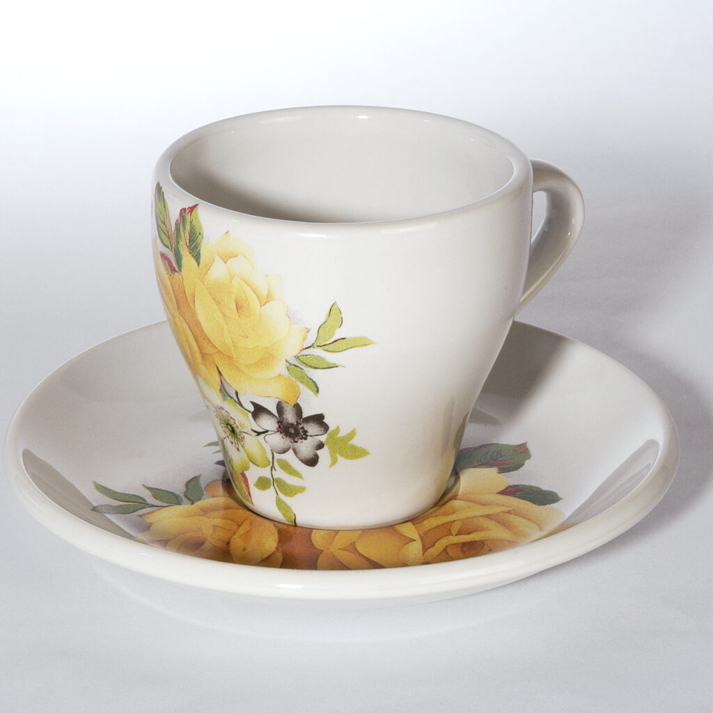 Cappuccinotasse Rosen gelb